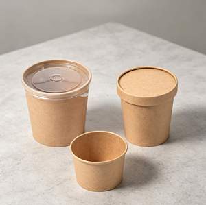Contenedor Redondo Desechable de Papel Kraft, Apto para Microondas, Biodegradable, para Sopa y Papillas, Ideal para Camping y Comida Caliente - Product Image 4