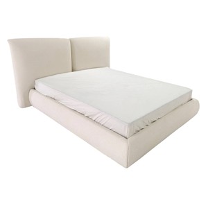 Letto matrimoniale imbottito Yunar 180x200 con base a doghe e spazio contenitore beige - Product Image 3