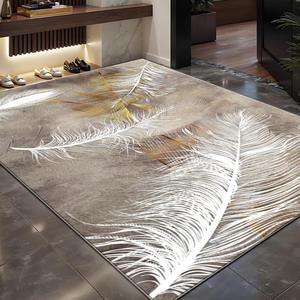 พรมเช็ดเท้าสไตล์มินิมอลสุดหรู ลายขนนกแบบนามธรรม รูปทรงสี่เหลี่ยมผืนผ้า วัสดุเลียนแบบขนแคชเมียร์ กันลื่น สไตล์นอร์ดิก สำหรับทางเข้าบ้าน - Product Image 1