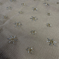 Tissu en velours tricoté 100 % polyester brodé de perles SZ-1476, exquis, pour robes de mariée, vêtements pour filles et sacs
