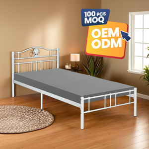 Cadre de lit simple au design moderne Offre Spéciale KD-1119 lit portable en métal solide en acier blanc pour les auberges ou les dortoirs - Product Image 1