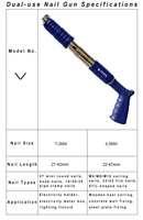 Pistolet à clous électrique industriel sans balais en acier inoxydable, portable, longueur de clou 27-42mm, 100 clous