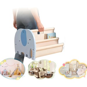Estante de almacenamiento de madera, estantería creativa transfronteriza para el hogar, sala de estar, estantería para libros ilustrados infantiles, almacenamiento portátil de madera maciza - Product Image 5