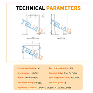 TLS44106 Telian Connecteur de borne à vis à joint en laiton à courant élevé 70A 4P M4 pour le soudage de PCB - Product Image 5
