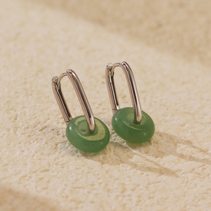 Elegant Natural <strong>Jade</strong> Ring Drop Huggie <strong>Earrings</strong> 925 Sterling Silver Fine Jewelry <strong>Earrings</strong> Women - Product Image 5