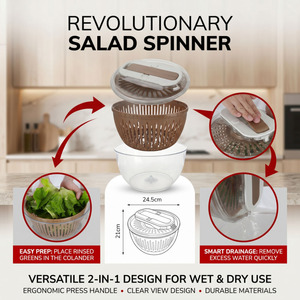<span class=keywords><strong>WOKA</strong></span> Centrifugadora de Ensaladas 2 en 1 con Asa de Presión, Libre de BPA, Secador de Verduras de Grado Alimenticio con Cesta de Drenaje para Preparación en la Cocina - Product Image 4