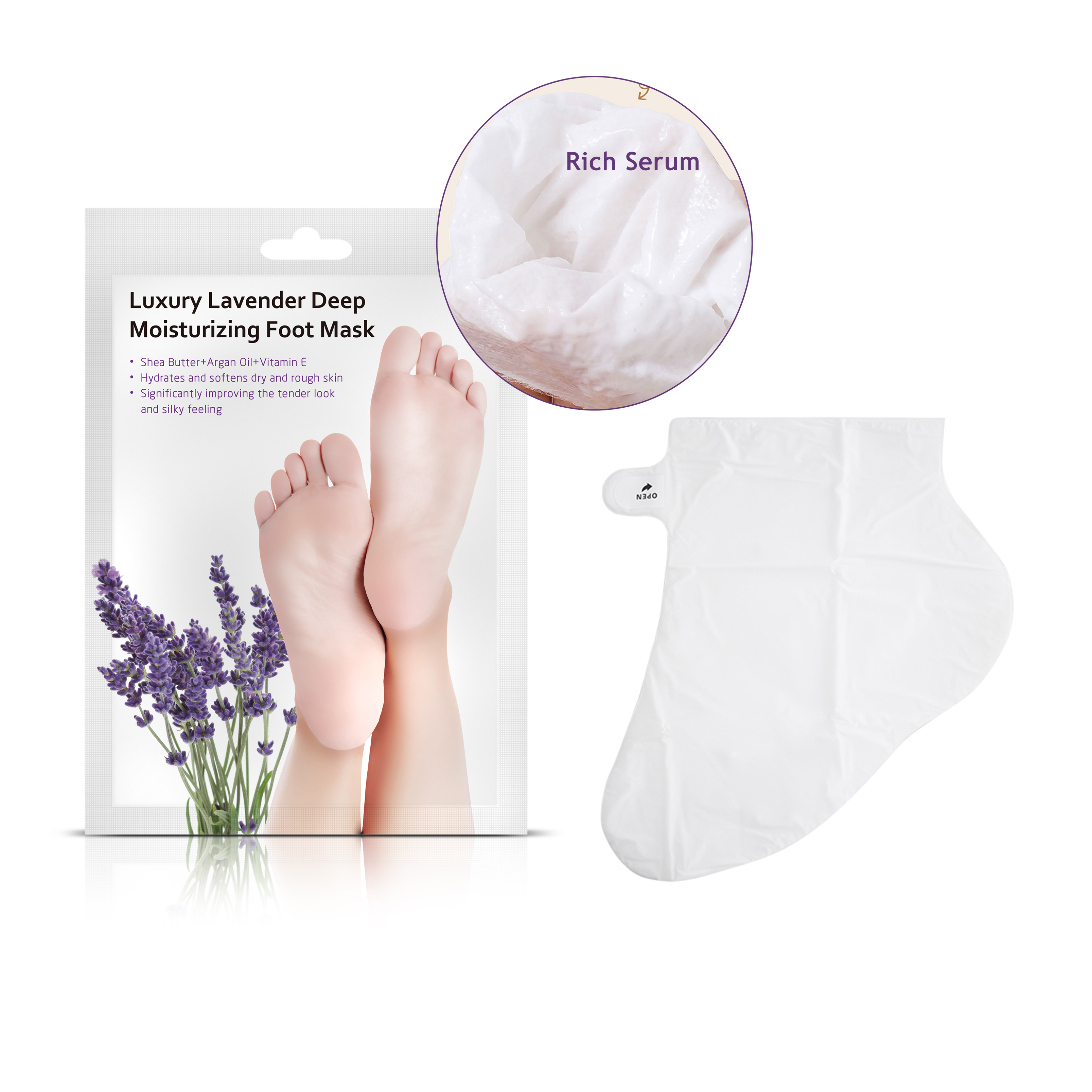 Masque hydratant pour les pieds à la lavande