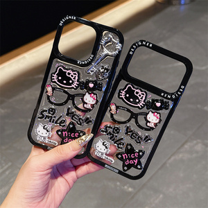 เคสโทรศัพท์มือถือลายการ์ตูนยิ้ม KT Cat Bow สำหรับ iPhone 17 Air 16 15 14 13 Pro Max ลายดอกไม้เรซิ่น 3 มิติ น่ารัก DIY ดาว รัก ฝาหลัง - Product Image 3