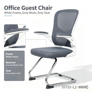 Chaise de bureau moderne en maille noire, ergonomique, dossier haut, base cantilever chromée, accoudoirs fixes 37733-LJ-8001 - Product Image 4