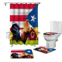 Bandiera di porto Rico 3D stampa design tende da doccia in tessuto poliestere personalizzato set da 4 pezzi con tappetino antiscivolo per bagno