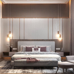 Современная роскошная белая льняная кровать размера «<span class=keywords><strong>King</strong></span>-<span class=keywords><strong>Size</strong></span>», Современная дизайнерская деревянная кровать на платформе, мягкая изголовье для отелей - Product Image 2