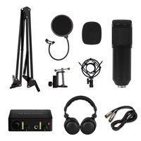 Kit de microphone à condensateur professionnel, casque, enregistrement de podcast, équipement de studio de musique, interface audio USB, carte son, bundle