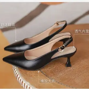 Stiletto gót Dép 2024 mới của phụ nữ Giày phong cách Hàn Quốc trở lại dây đeo Hollow thanh lịch thời trang Dép sexy Giày cao gót
