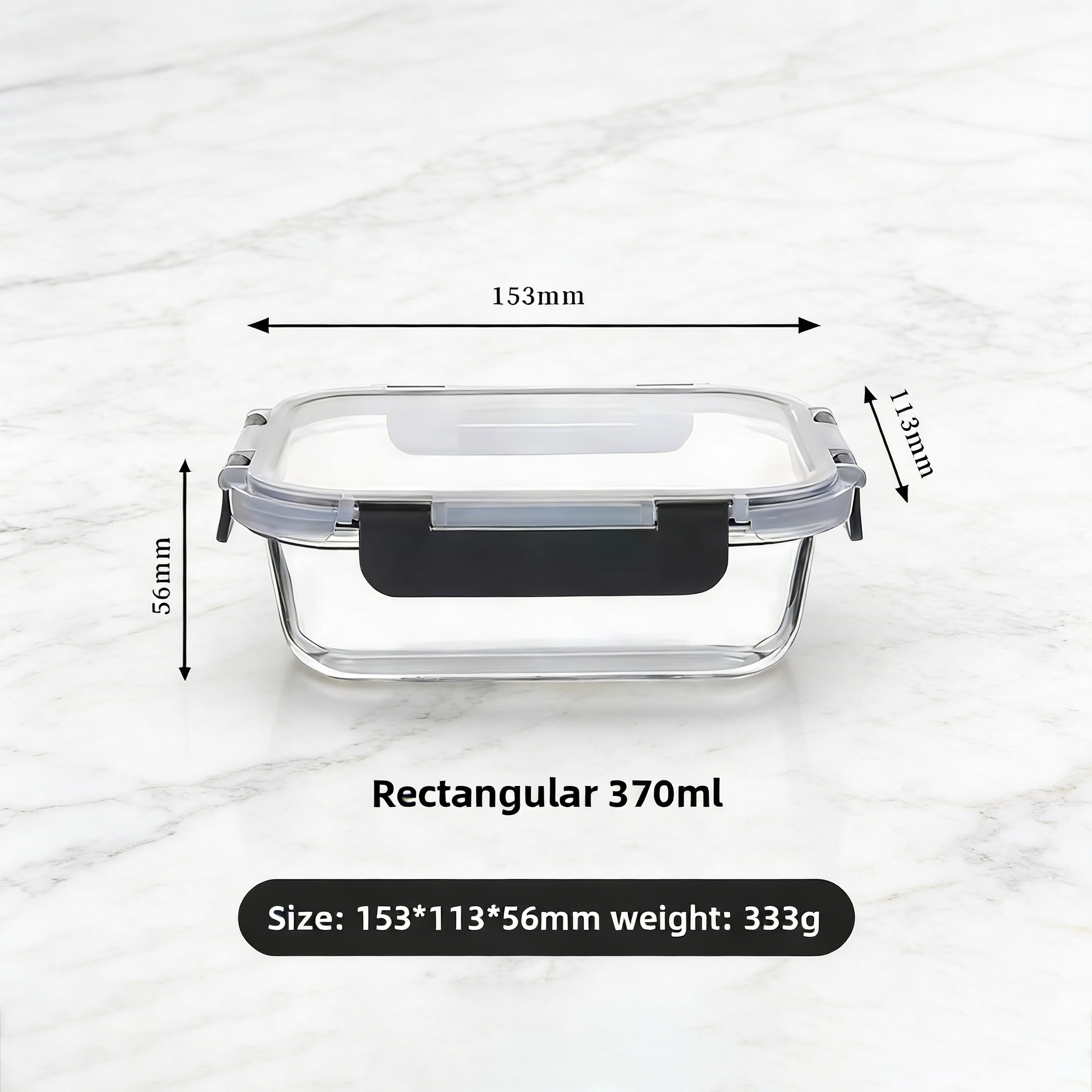 Transparente - 370ml rectangular