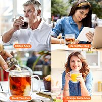 Tasses à café en verre borosilicate à double paroi transparentes avec poignée, capacité 350/500 ml, résistantes à la chaleur pour le thé, l'eau, la bière, le latte, le cappuccino
