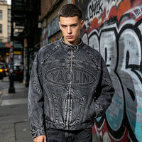 Veste en jean 3D gaufrée pour homme, streetwear de luxe, coupe classique, manteau décontracté d'hiver, service de personnalisation approfondi