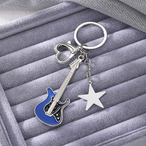 Colorful Guitar Keychain With <b>Star</b> Charm Zinc Alloy Portable <b>Key</b> Accessory For Car Bag Gift - Product Image 3