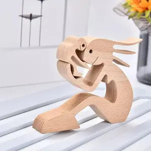 Wooden Creative Crafts Gifts For Mother And Kid Family Statue Sculptures Family Love