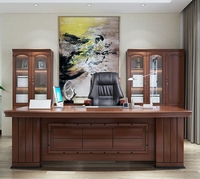 Juego de Silla y Escritorio de Oficina Runwood de Estilo Chino Moderno en Madera de Nogal y Sequo, Escritorio Ejecutivo Elegante para Gerentes y Directores, Ideal para Oficina u Hogar