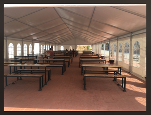 Buen <span class=keywords><strong>precio</strong></span>, pared de PVC blanco de 10m x 33m con ventana de PE transparente, Marco A, carpa de carpa para eventos al aire libre, cantina temporal - Product Image 5