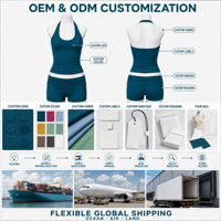 Ensemble de vêtements de sport pour femmes durables et personnalisés, 87% nylon, 13% élasthanne, débardeur de sport à bretelles, short de yoga plissé à la taille, leggings