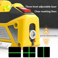 Livella Laser Industriale DEWEN a 3 Linee, Professionale, Orizzontale e Verticale, Portatile, Multifunzione, con Funzione di Misurazione Distanza, per Uso Domestico
