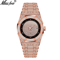 Montre pour homme en quartz étanche haut de gamme entièrement sertie de diamants, best-seller. Vente directe d'usine. En stock.