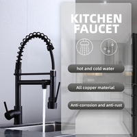 Robinet de cuisine design moderne à levier unique, robinet d'évier commercial en laiton massif, noyau de valve en céramique, couleur noire, KOEN KE-6024-B