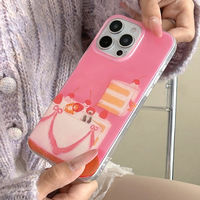 Coque rigide antichoc en TPU IMD de qualité supérieure avec motif de chat rose pour 16/15/17