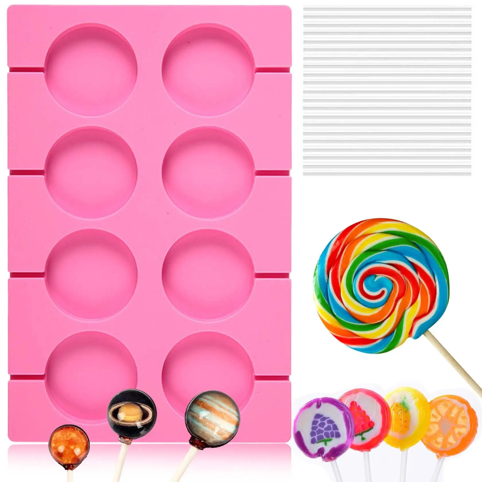 BPA Free Non-stick Hard Candy Mold Silicone Round Lollipop Candy Molds Chocolate Cake Decorating Pastry Mould