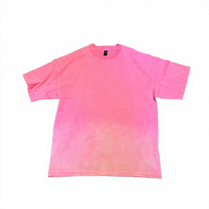 Camiseta de Algodón Rosa Oversize para Hombre, Cuello Redondo, Manga Corta, Casual, Color Liso, Tejido de Punto, Corte Regular - Product Image 1