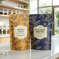 Kemasan Plastik Ziplock Berdiri, Dapat Didaur Ulang, Dapat Ditutup Kembali, Cetak Sesuai Pesanan, untuk Teh Herbal, Bubuk Kopi, Suplemen
