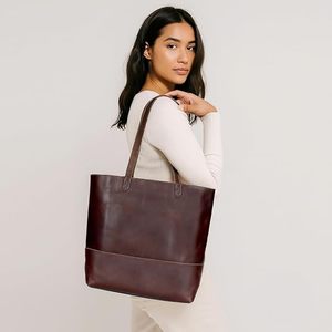 Durable Women's Genuine Leather Tote Purse <b>Handbag</b> Top <b>Handle</b> Satchel Shopping Bag Spacious Fashion Shoulder Bag for Daily Use - Product Image 2