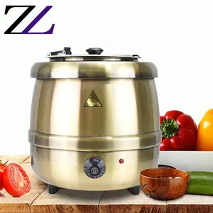 5 star hotel kitchen equipment 10L stainless steel electric soup warmer container buffet server for round soup station marmite
