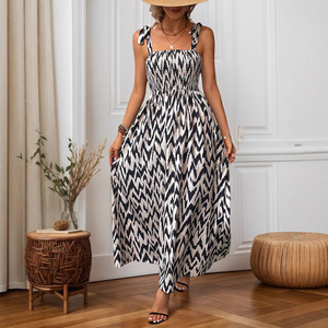 Vestido Elegante <span class=keywords><strong>de</strong></span> Verano para Mujer, Estilo Pastoral, para Vacaciones en la Playa, Cintura Ajustada, Plisado, Delgado - Product Image 3