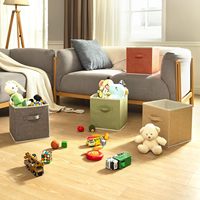 Lot de 4 paniers de rangement pliables en tissu de 10,5 pouces avec poignées pour organiser les étagères, les armoires, les bijoux et les outils