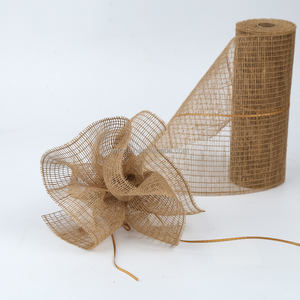 Wholesale 10 Inch Burlap Foil Wreath <strong>Ribbon</strong> Christmas <strong>Deco</strong> Poly <strong>Mesh</strong> with Organza Fabric China Suppliers for Tree Decoration - Product Image 1