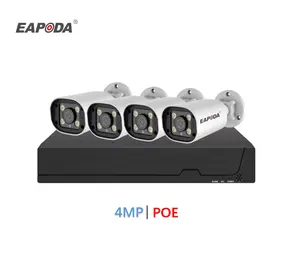 EAPODA 4MP XMEYE 4CH POE NVR KIT Outdoor POE IP Camera Plug And Play Long Range 98ft Infrared Night Vision Home Cameras Set