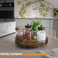 Plateau tournant en bois à 360 degrés, organisateur de condiments en bois naturel pour table à manger et décoration de cuisine