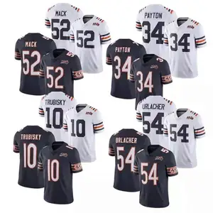 Kaus Chicago Bears Justin Fields Walter Payton Khalil Mack Brian Urlacher Navy Game Jersey Sepak Bola Amerika