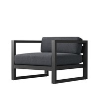 Ensemble de canapés d'extérieur au design nordique moderne avec cadre carré, coussins imperméables, canapé de salon de jardin, table basse et table d'appoint