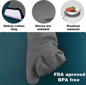 Novedosas Guantes de Cocina de Silicona de Grado Alimenticio, Doble Capa, Personalizables, Resistentes al Calor, para Barbacoa, Horno y Parrilla - Product Image 4