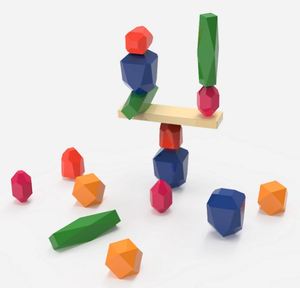 Gran oferta, 36 Uds., bloques de clasificación de madera, piedras coloridas, juguete creativo de bloques de construcción de Color, juguetes educativos para niños - Product Image 3