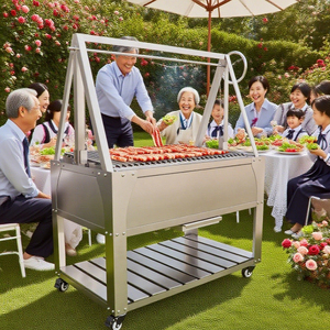 Parrilla de carbón de madera estilo Santa María Argentina moderna con asador Parrilla - Product Image 6