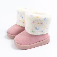 Bottes de neige d'extérieur en daim rose personnalisées pour filles, bottines à imprimé léopard tendance pour enfants avec semelle en TPR