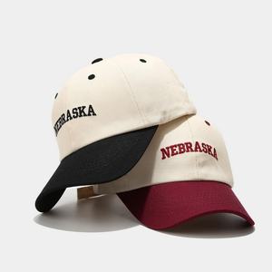 American Style Two-Tone Letter Design Baseball <b>Cap</b> for Men <b>Women</b> Duckbill Face Slimming Street Hip-hop Sun Hat Trendy Common - Product Image 1