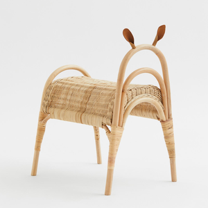 Taburete de mimbre Natural para montar en bicicleta para niños, con orejas bonitas de cuero, diseño novedoso, para dormitorio, sala de juegos - Product Image 5