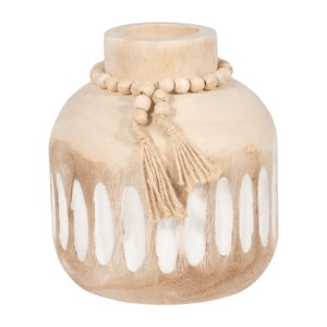 Vaso in legno di Paulownia con nappe decorate con perline, vaso decorativo per fiori, per soggiorno, camera da letto, ufficio, scrivania, decorazioni per la casa - Product Image 1