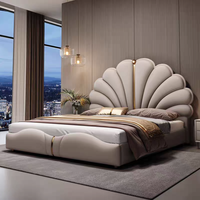 Nouveau lit double king size en bois avec cadre en bois, design moderne de luxe pour chambre à coucher, avec coussin en cuir blanc de 1,8 m