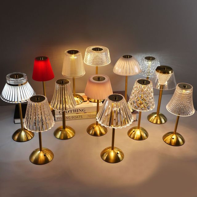 Cordless Gold Rechargeable LED Table Lamp Brass Indoor Outdoor Light with Built in Dimmer USB Charging for Home Dining Room